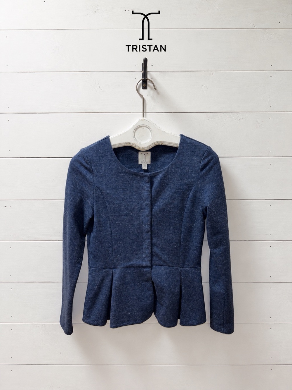 TRISTAN Blue Jersey Peplum Jacket Size P/S